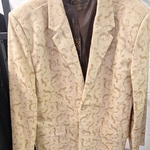 Elegant Beige Patterned Men's Blazer